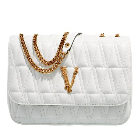 borsa a tracolla bianca versace|Borsa a tracolla Virtus Small in pelle in Bianco .